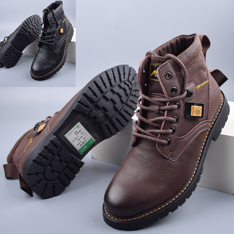 库存断码男士马丁靴英伦风皮靴短靴真皮系带秋冬季休闲高帮工装靴,流行男鞋,马丁靴,淘宝优惠券,粉丝福利购,淘宝优惠卷