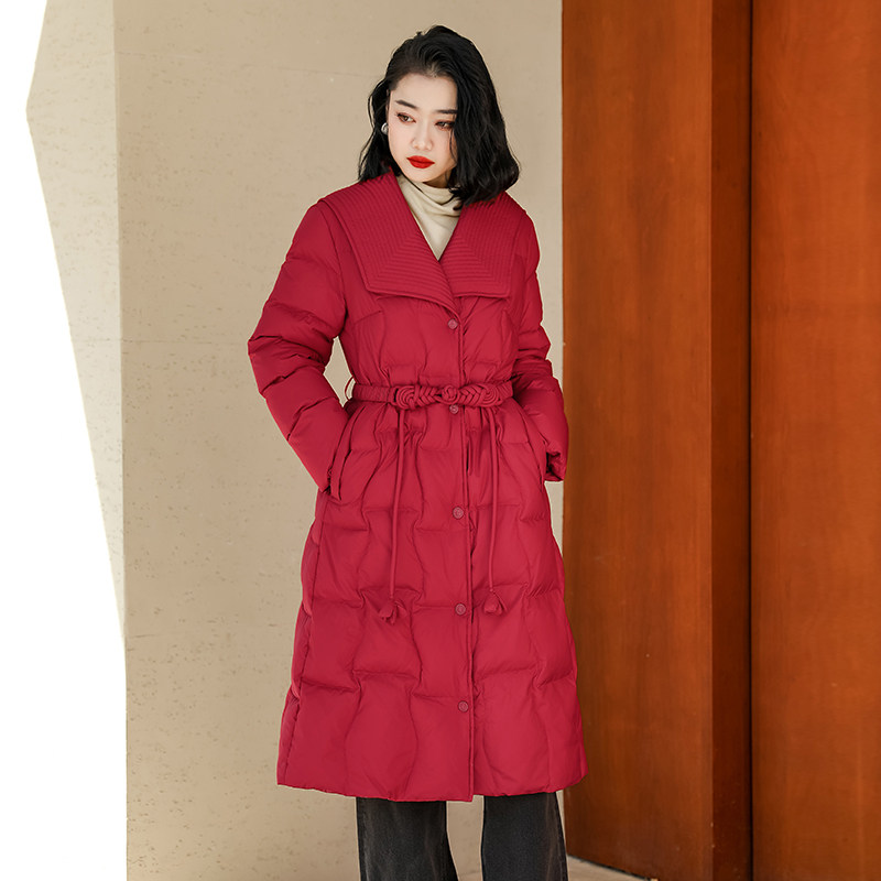 加厚保暖90白鸭绒中长款羽绒服