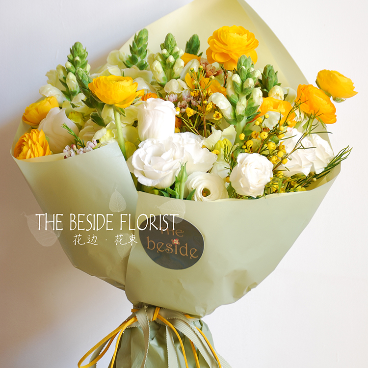 灿烂桔梗洋牡丹混搭花束同城闪送