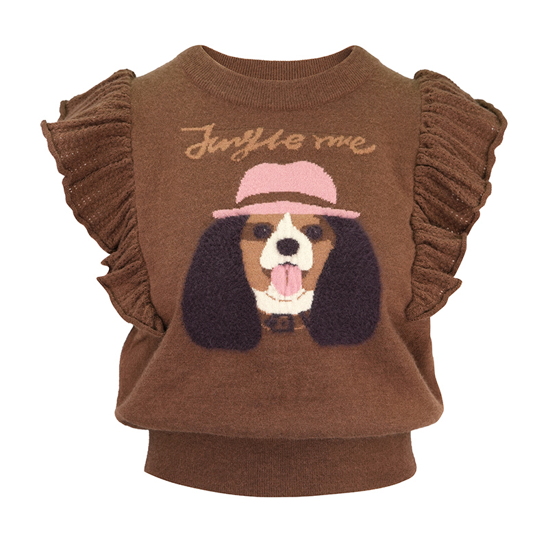 可爱狗狗提花针织马甲