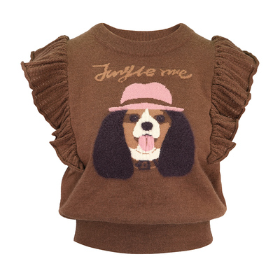 可爱狗狗提花针织马甲