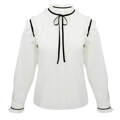 JUNGLEME)荷叶边蝴蝶结衬衣