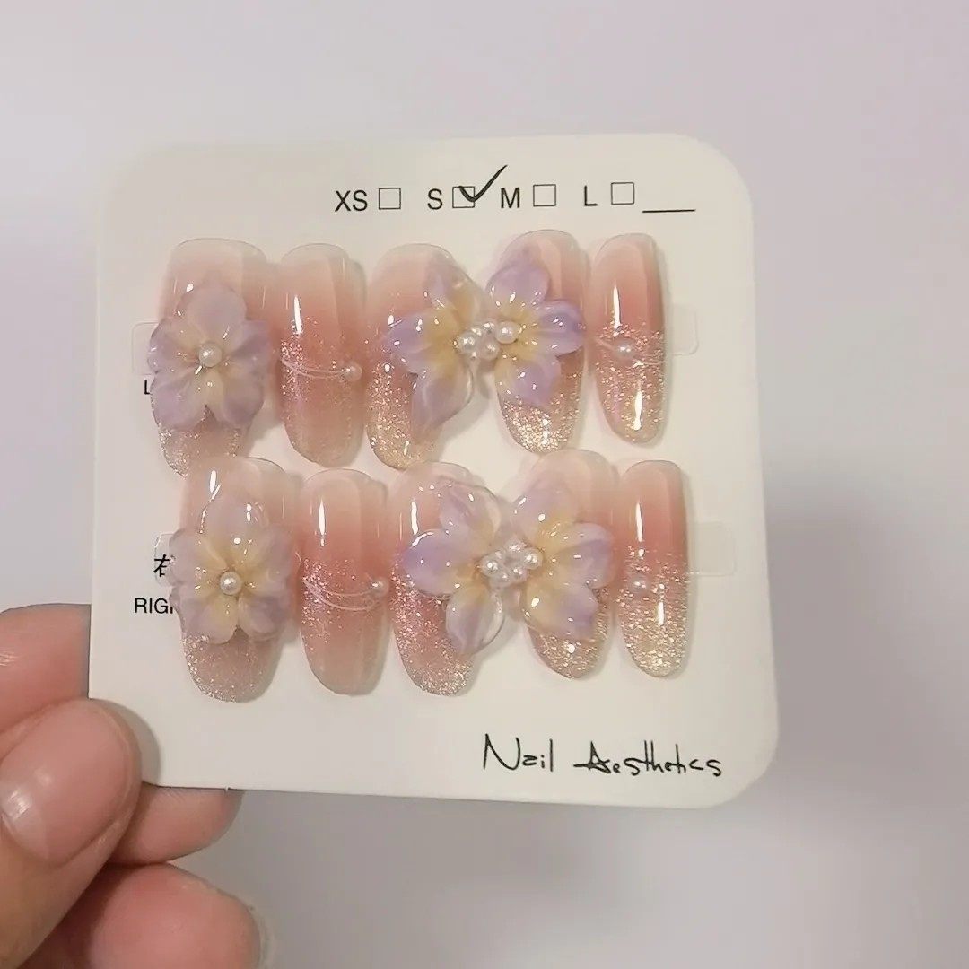 纯手工制作双色手捏冰花猫眼蜜桃中椭圆穿戴甲可拆卸重复使用,彩妆/香水/美妆工具,穿戴甲/甲片,淘宝优惠券,粉丝福利购,淘宝优惠卷