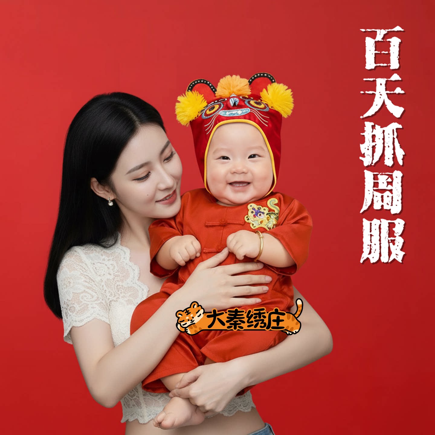 春秋抓周婴儿满月唐装礼服