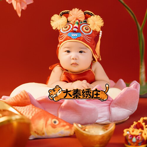 山西非遗手工红虎头帽宝宝周岁