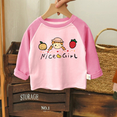 薄款 女童插肩袖 上衣 可爱小兔子印花2026春秋新款 纯棉儿童T恤长袖