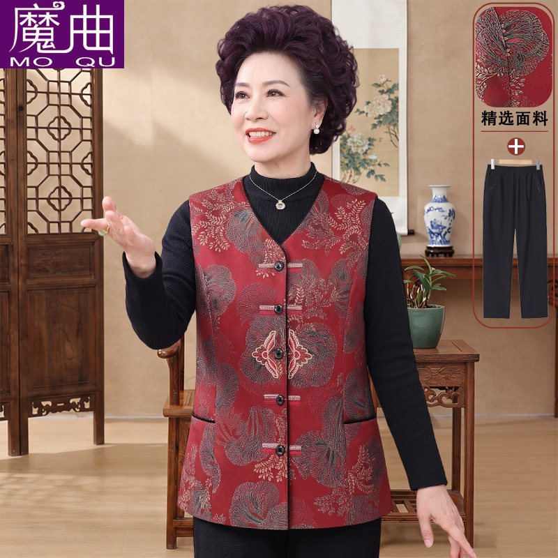 中老年人马甲女奶奶春秋薄款妈妈中老年女装