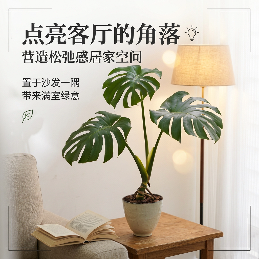 耐阴好养龟背竹居家净化空气神器图片