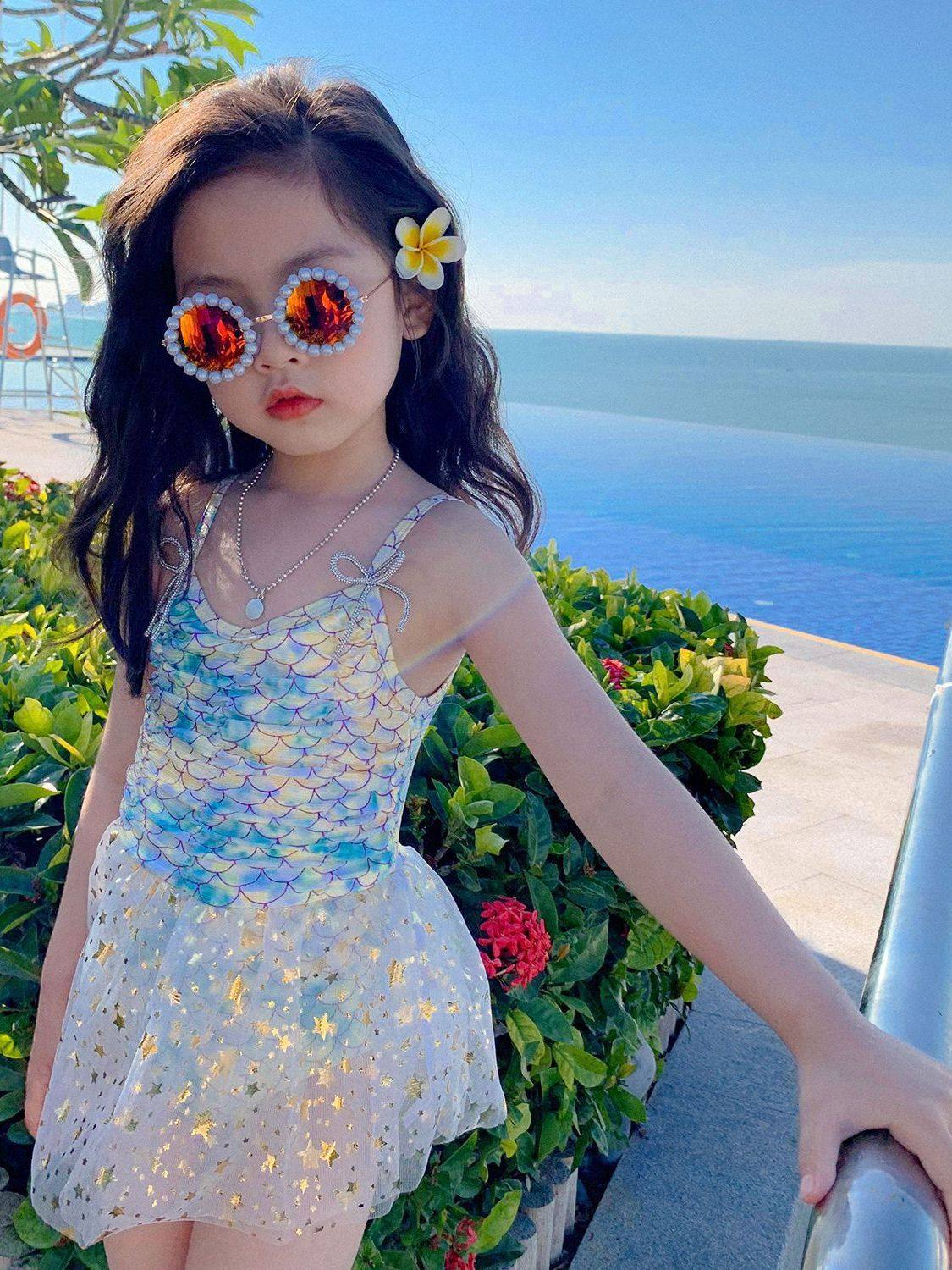 美人鱼公主裙女童泳衣泡温泉可爱分体宝宝泳装2023中大儿童女孩