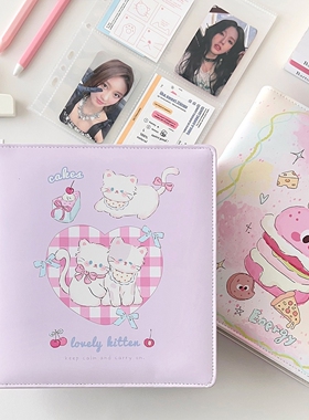 LOVELY大a5情侣猫咪pu皮面卡册明信片3寸小卡爱豆追星专辑拍立得