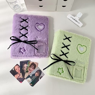 LOVELY芭蕾风ins蝴蝶结毛绒a5卡册追星专辑小卡四宫格拍立得收纳