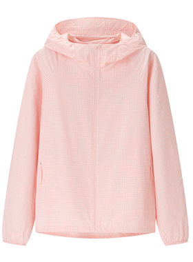 女装 2025春季新款便携式防紫外线连帽格纹轻薄防晒衣外套 474895