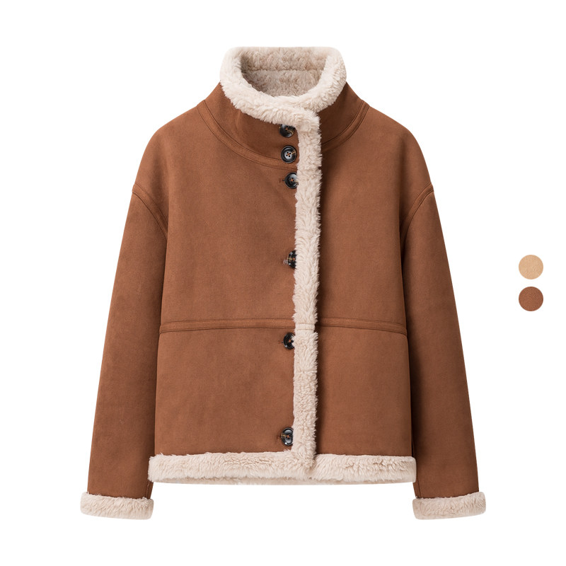 女装 冬季新款正反两面穿仿皮毛一体麂皮绒加厚保暖短外套 410268