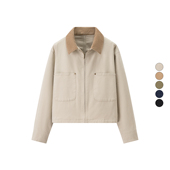 秋季 夹克短外套 新款 工装 479208 复古撞色巴恩风翻领茄克长袖 女装