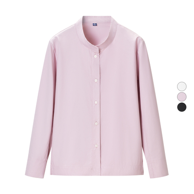 女装 2026春季新款 简约棉质衬衣立领单排扣长袖宽松衬衫 487181