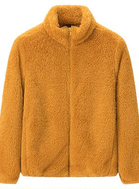 女装 2025冬季新款加厚立领长绒摇粒绒拉链茄克珊瑚绒外套 449753