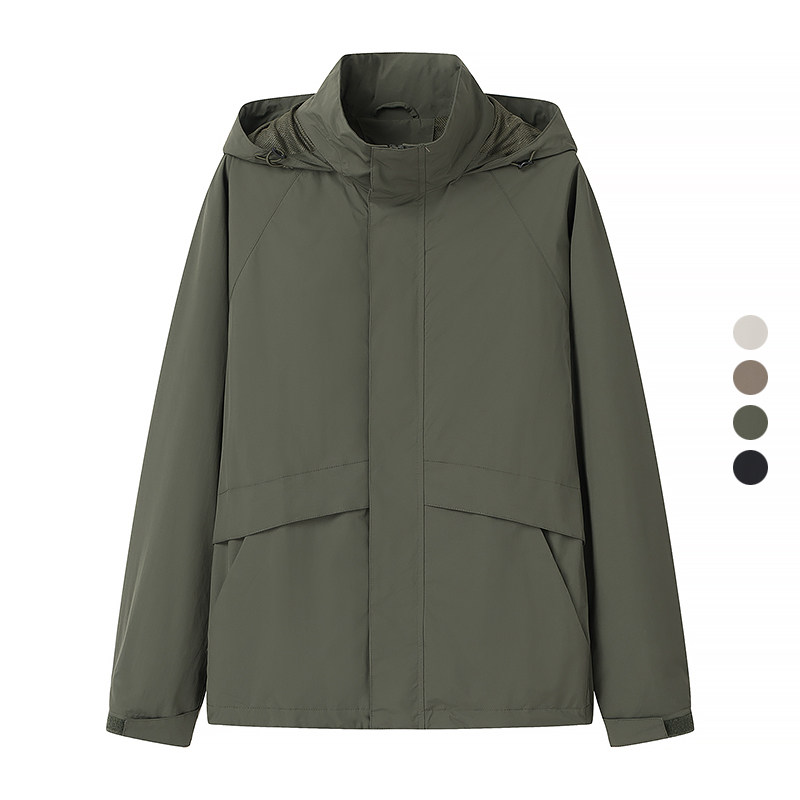 风衣款耐久防水男士保暖茄克连帽