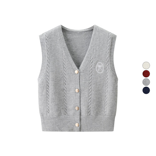 女装 2025秋季新款 学院风V领单排扣马夹背心针织衫马甲 508243