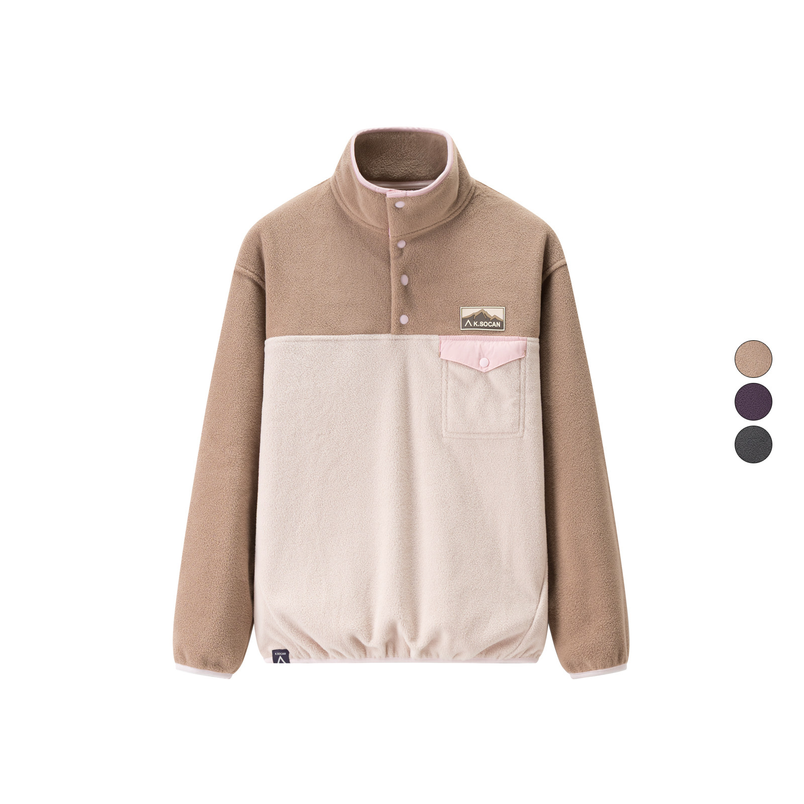 女装 2025冬季新款 简约拼接撞色双面摇粒绒长袖套头卫衣 510023