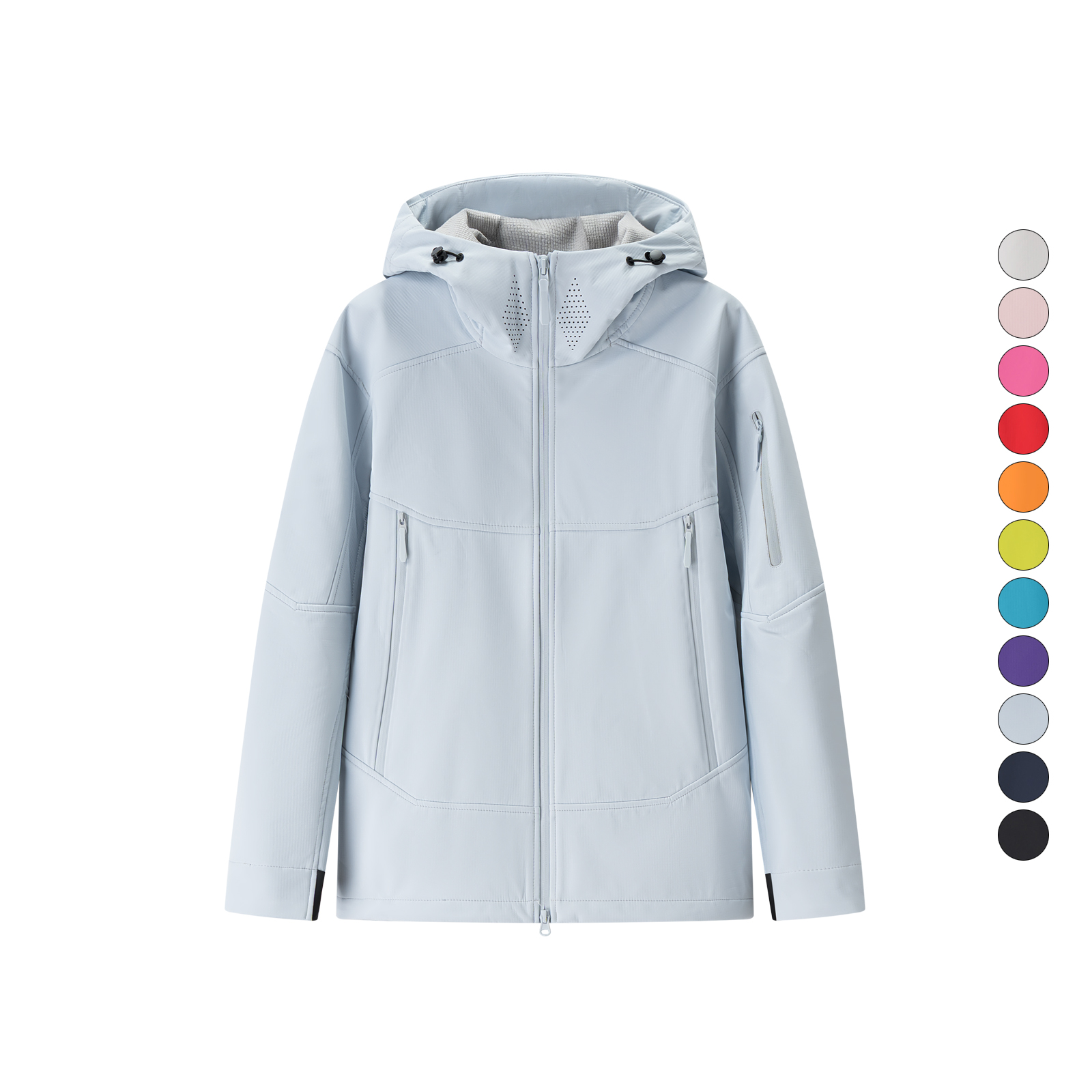 男女同款秋冬季新款户外抓绒登山服长袖连帽冲锋衣夹克外套510053