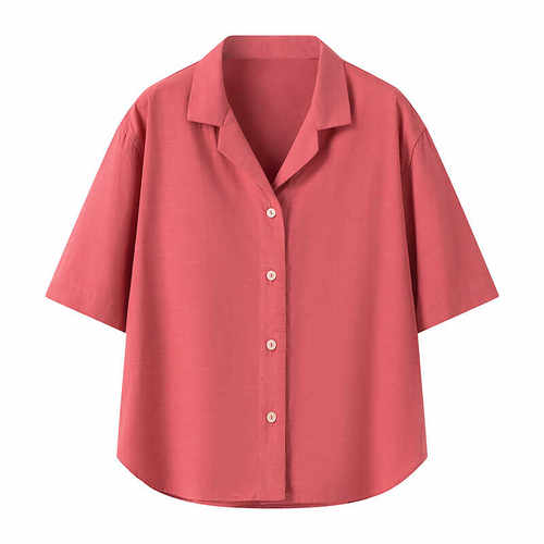 麻混纺衬衣新款短袖宽松衬衫