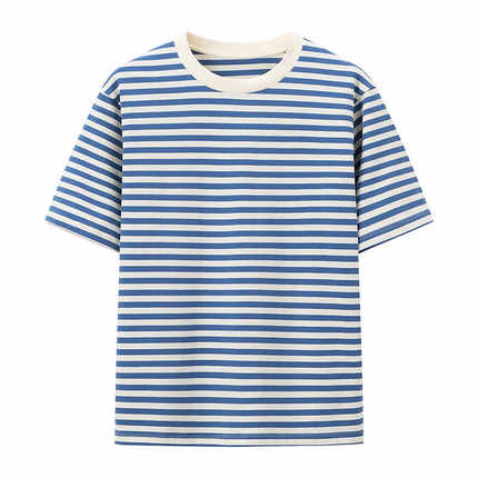 男装女装 2024夏季新款 宽松条纹五分袖短袖T恤衫 465492/455414