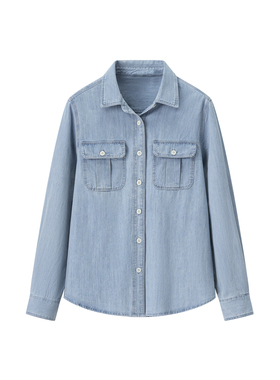 女装 秋季新款 全棉工装衬衣空调衫长袖牛仔衬衫 479579/480004