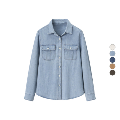 女装 秋季新款 全棉工装衬衣空调衫长袖牛仔衬衫 479579/480004