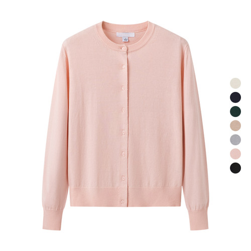 女装 秋季新款莫代尔棉混纺圆领长袖糖果空调衫针织衫外套 469411