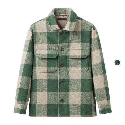 男装 冬季新款 廓形衬衫式茄克宽松休闲毛呢格子夹克外套 449618