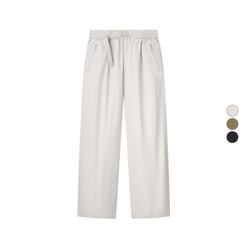 女装 2025夏季新款 休闲廓形长裤/系腰带弯刀镰刀休闲裤子 481028