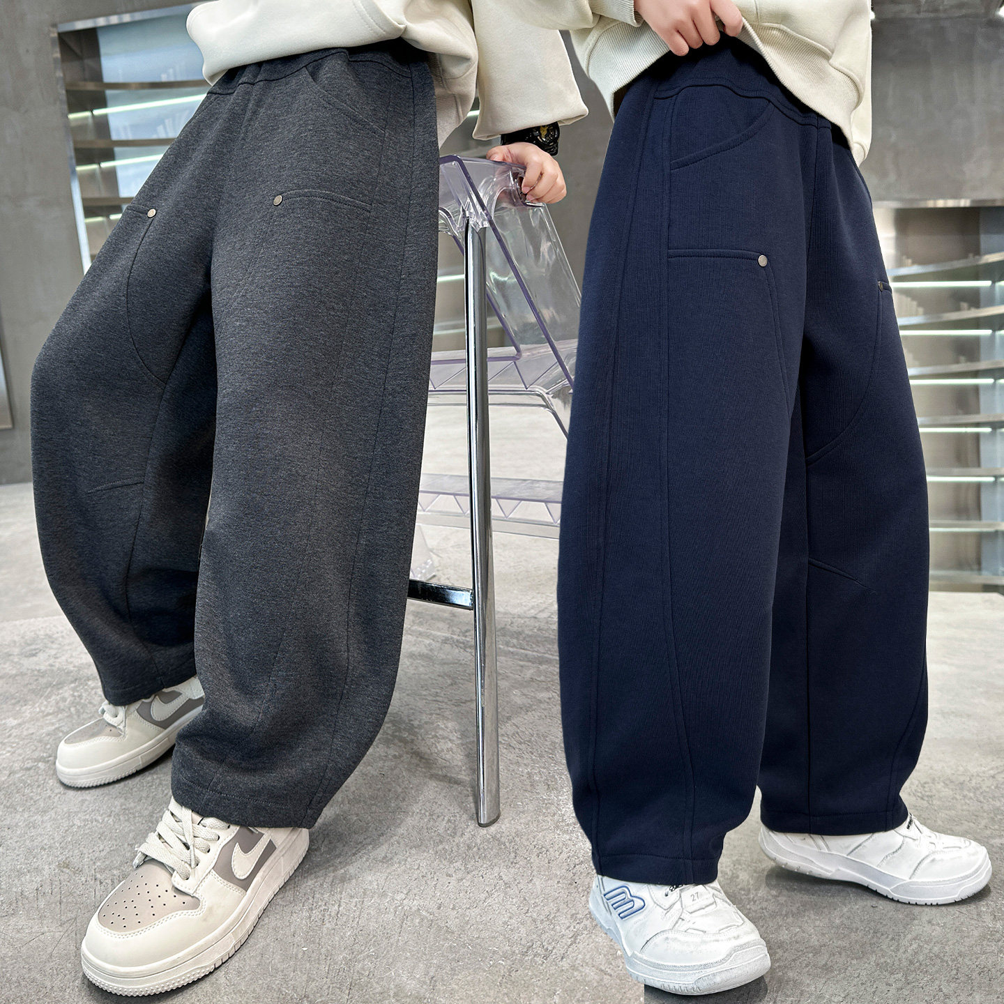 儿童装男童春装裤子2026新款中大童男孩春秋款韩版运动休闲弯刀裤