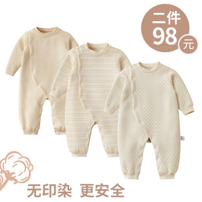 新生儿秋冬夹棉外穿婴儿连体衣