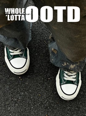 NewRockstarchoop 秋冬小众硫化帆布鞋男士百搭低帮 经典厚底板鞋