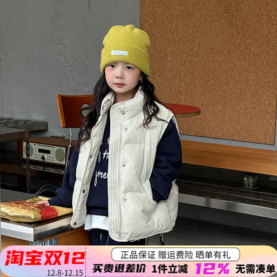 女童立领保暖加厚羽绒马甲外套冬