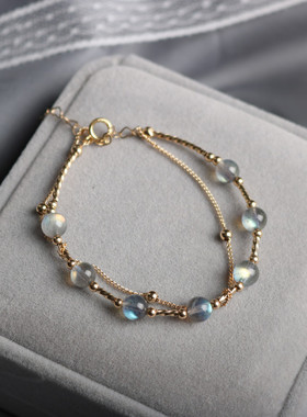 似水流年14K月光石双手链女款