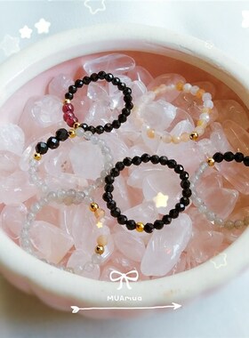 14K金天然水晶珍珠弹力女戒