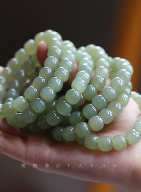 天然和田玉高端大颗粒素圈手串