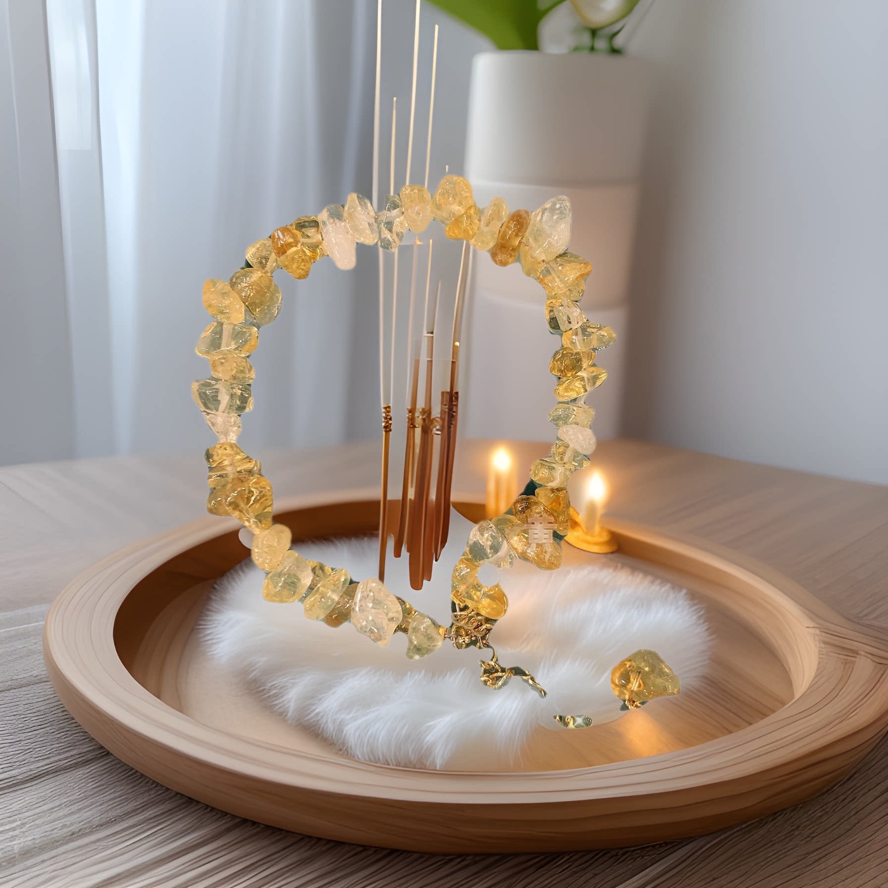 天然碎石水晶宝石能量手链海蓝宝黄水晶草莓晶橄榄月光磷灰