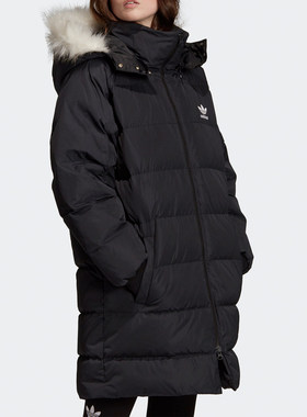 Adidas/阿迪达斯正品三叶草冬季女子中长款连帽运动羽绒服FL0042