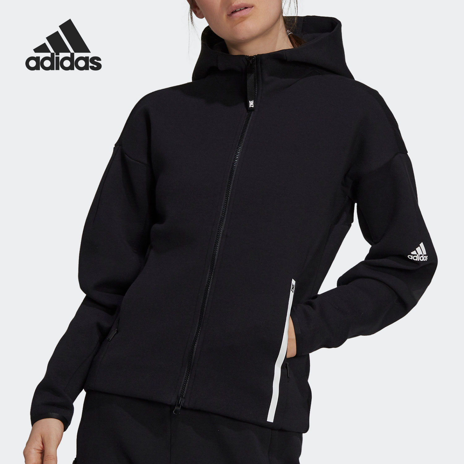 Adidas/阿迪达斯正品女子休闲训练跑步防风夹克针织外套GT9759