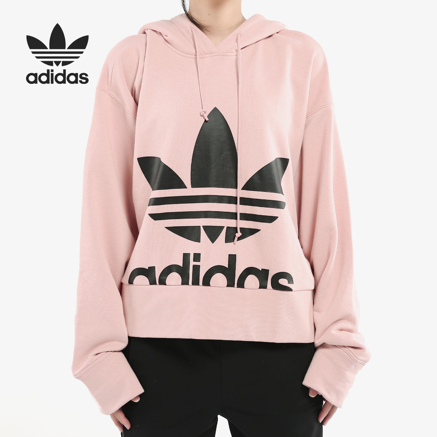 Adidas/阿迪达斯正品春季新款三叶草HOODIE 女装套头衫ED2186