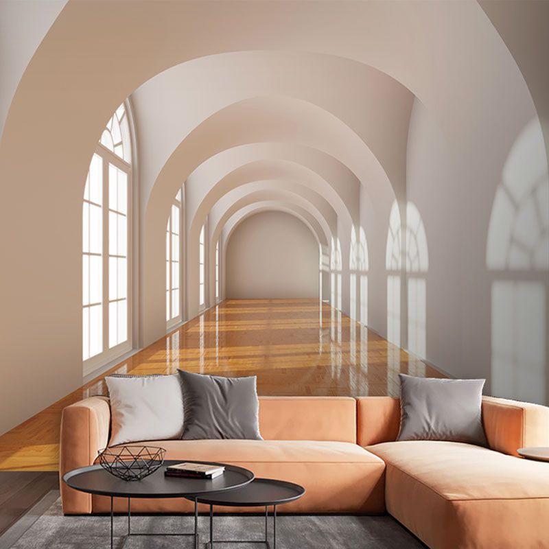 3d立体延伸视觉空间走廊壁画客厅办公室工作室沙发背景墙纸壁布