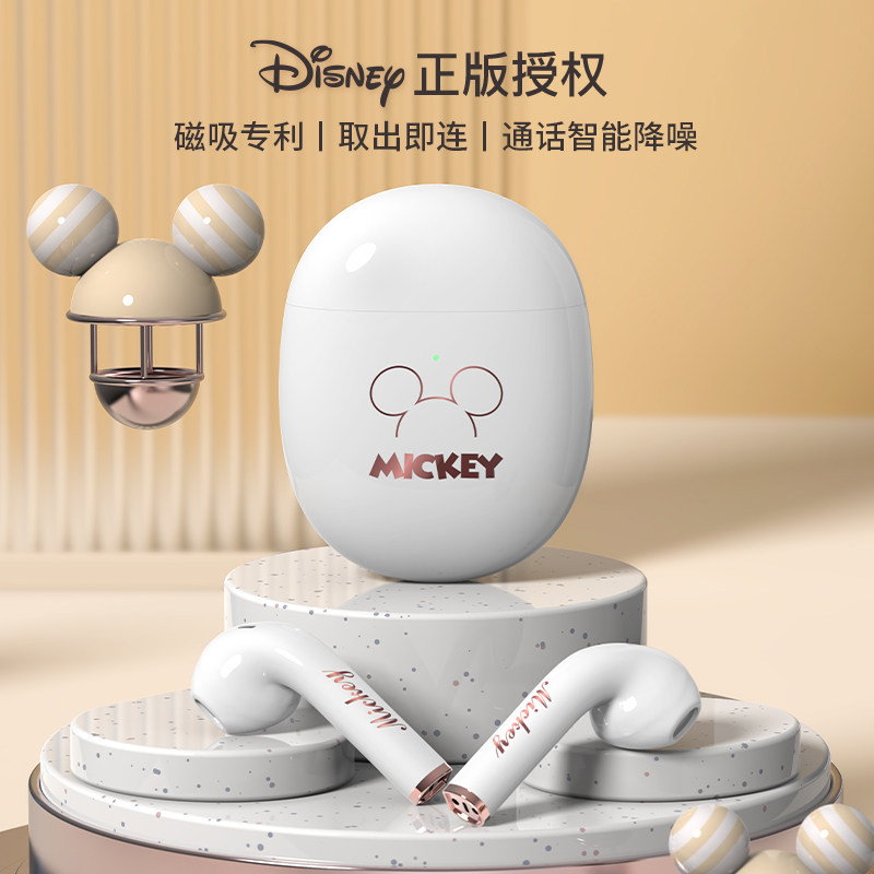 迪士尼米奇蓝牙耳机无线2021年新款运动型适用小米oppo华为vivo安卓iphone通用迷你挂耳式入耳男女士款可爱