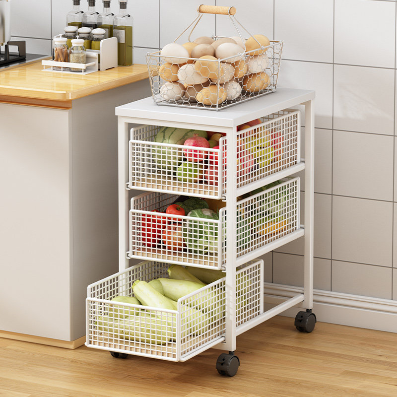 厨房落地置物架多层抽屉式果蔬收纳架移动带轮小推车家用菜篮子,厨房/烹饪用具,果蔬置物架/篮/框,淘宝优惠券,粉丝福利购,淘宝优惠卷