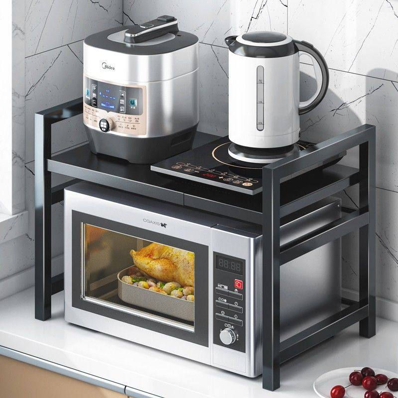 厨房微波炉置物架家用台面多层收纳层架子可伸缩电饭锅烤箱置物架