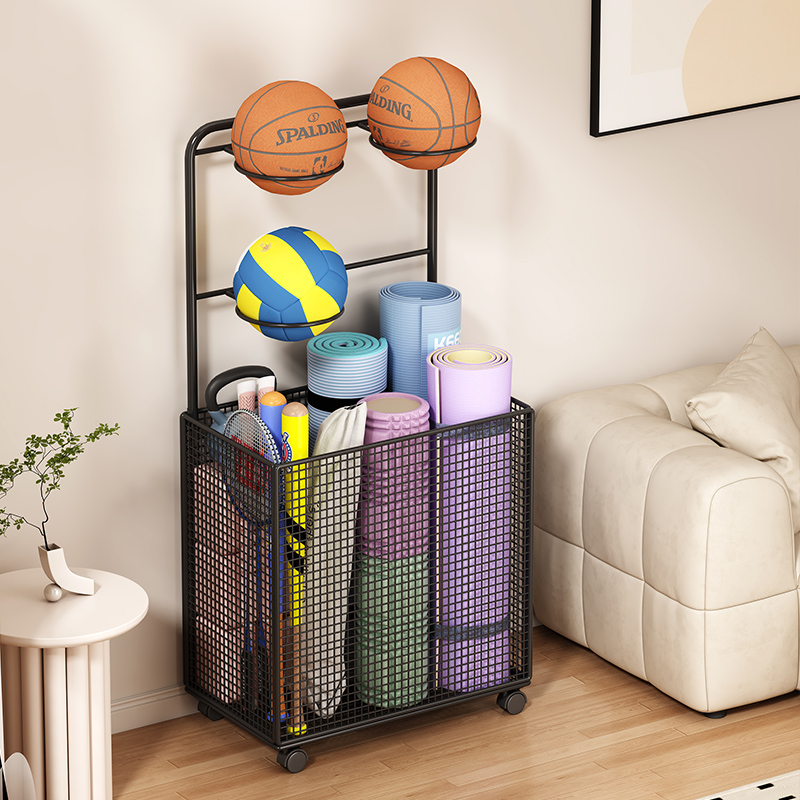 瑜伽垫收纳筐健身运动器材收纳架家用放足球篮球收纳架球类摆放架