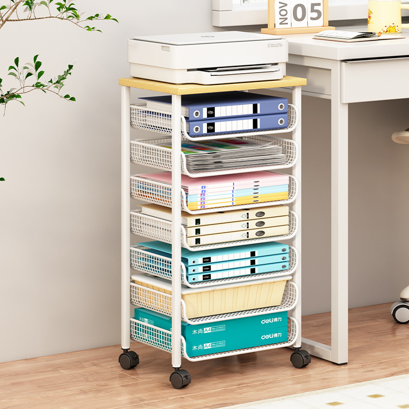 落地书架文件架办公室工位神器分层置物架可移动桌下收纳柜小推车
