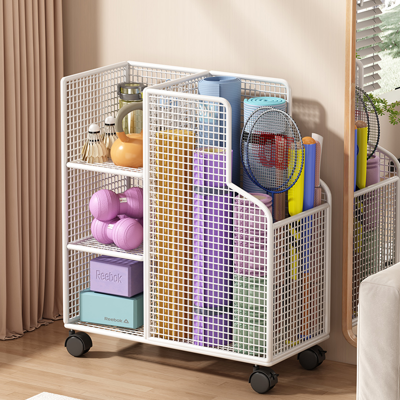 瑜珈垫收纳筐家用运动工具篮球类体育用品收纳神器健身器材置物架