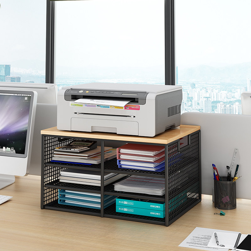 办公室桌面印表机架子置物架工位文件架分层收纳层架落地桌下收纳